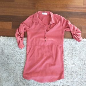 Soft long sleeve dress dark coral pink - Small